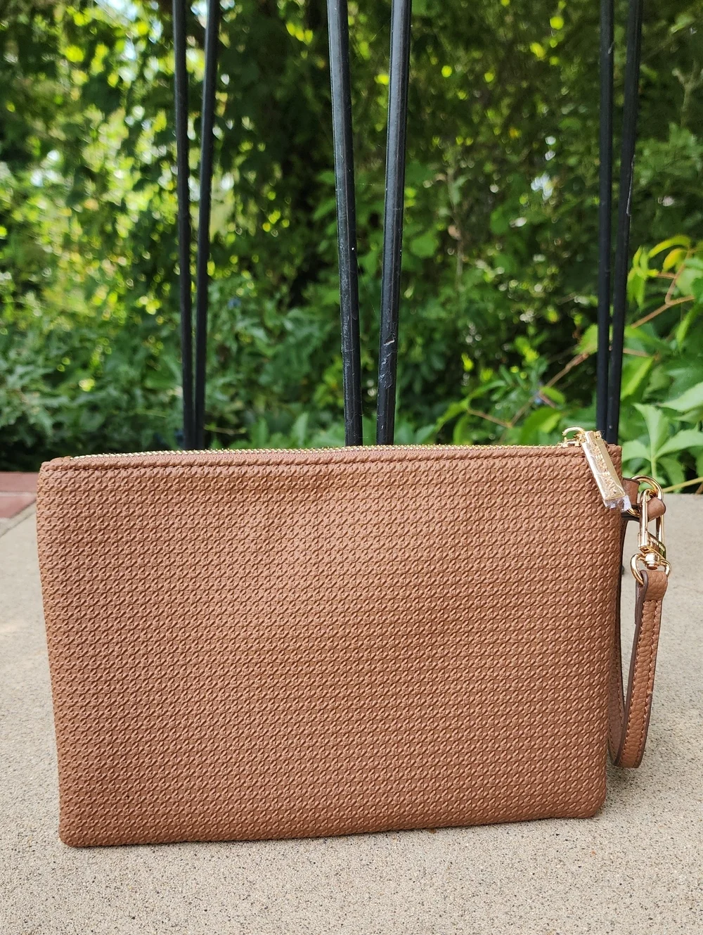 Anne Klein Brown Woven Wristlet Clutch
